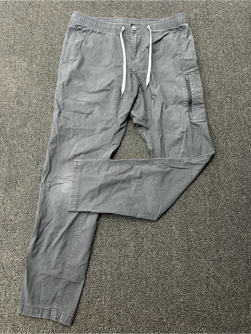 Vuori Ripstop Pants Mens L Grey Drawstring Taper Outdoor Travel Climber V412